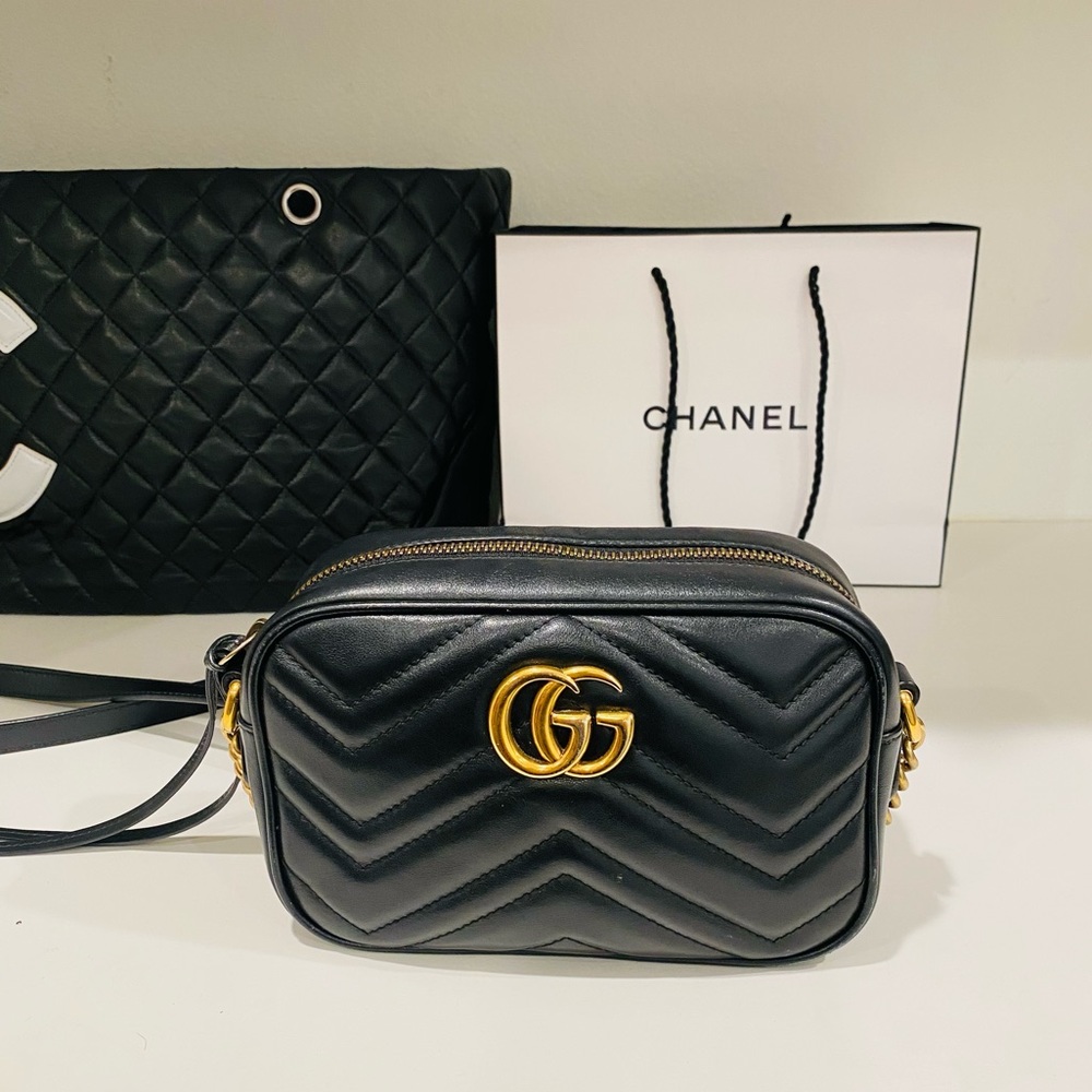 Gucci Marmont Small Matelasse Leather Crossbody Camera Bag